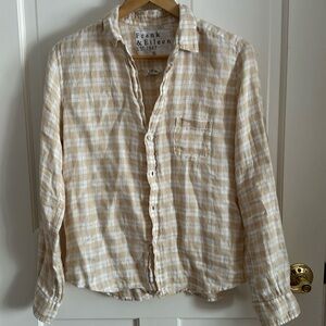 Frank & Eileen Beige and White Plaid Button-Down Shirt